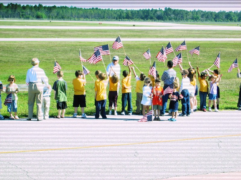 The kids are ready for the landings.