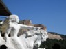 The Memorial sculpture against the current Memorial. 