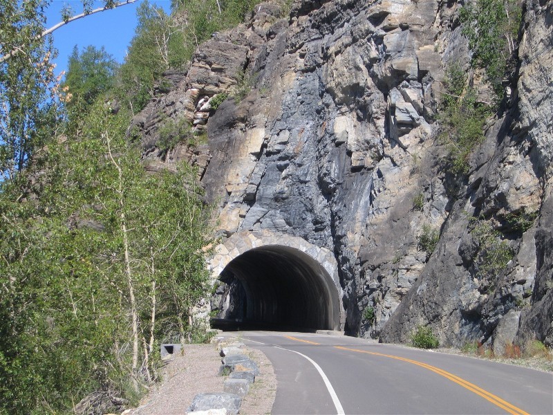 This tunnel has windows out the side of the mountain