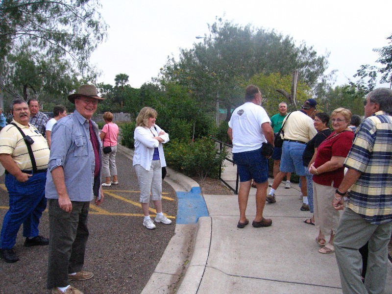 Our Retama Village resident group gathers at the entrance to the museum.