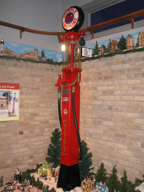 This is the first Humble Oil pump installed in Hidalgo; a 1926 Bowser gasoline pump