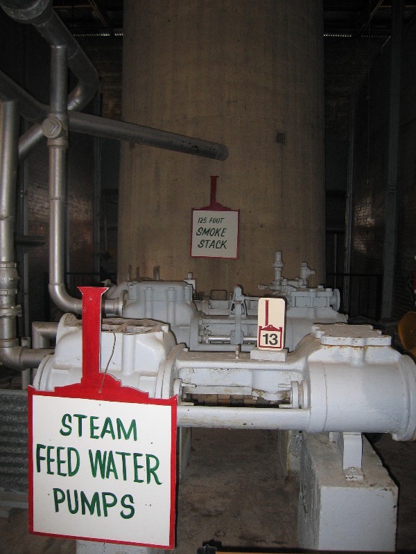 The feed water pump supply softened water into the boilers