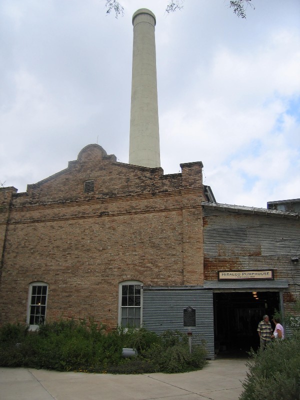 The remaining smoke stack.  At its peak, the Hidalgo Pump Station had two smokestacks.