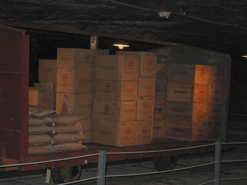 The explosive car with boxes of dynamite 