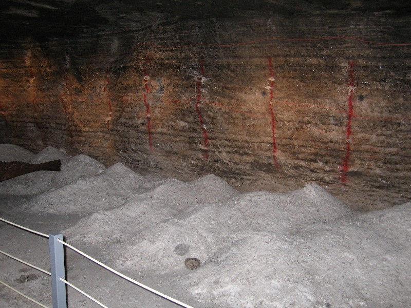 A wall prepared with explosives 