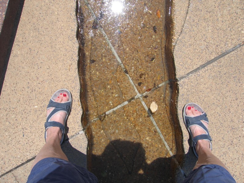 Dale is standing on both sides of the Mississippi. 