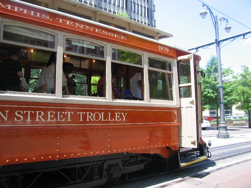 Street Cars and Trolly Cars are a main source of transportation a block from the river 