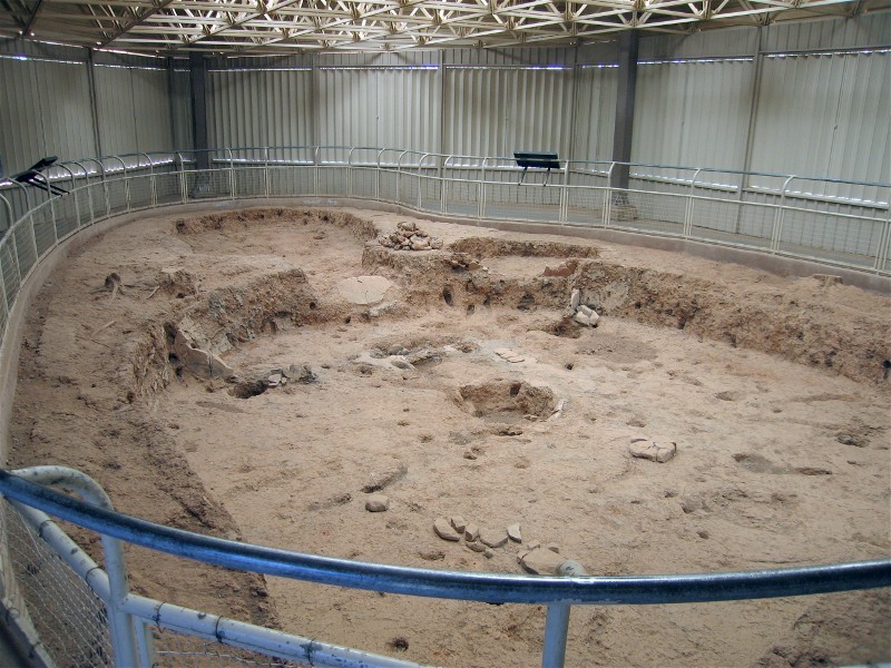 A pithouse base.  The Indians dug into the ground and then built up walls and a roof
