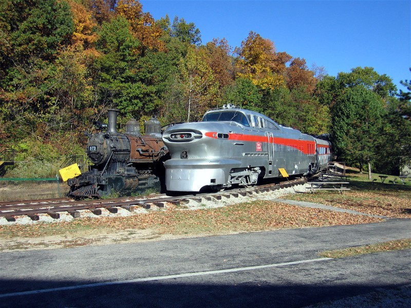 Modern train of 1955 next to modern train of 1922 
