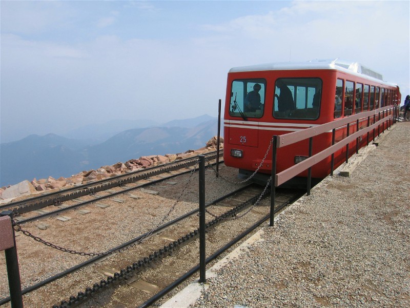 The Cog Train parked at the summit. 