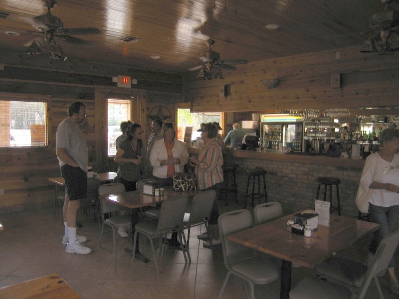 Getting tickets at the bar of the restaurant.