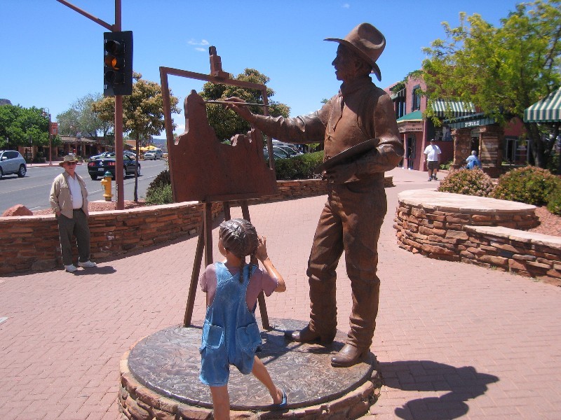 Stutue art is distribute around the town.