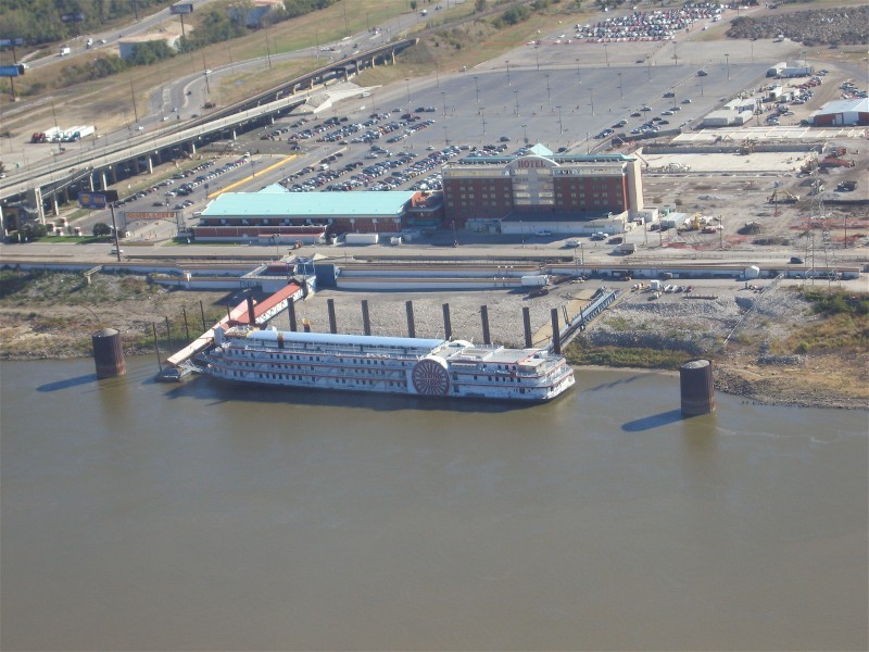 View of the Casino Queen from the top of the Arch