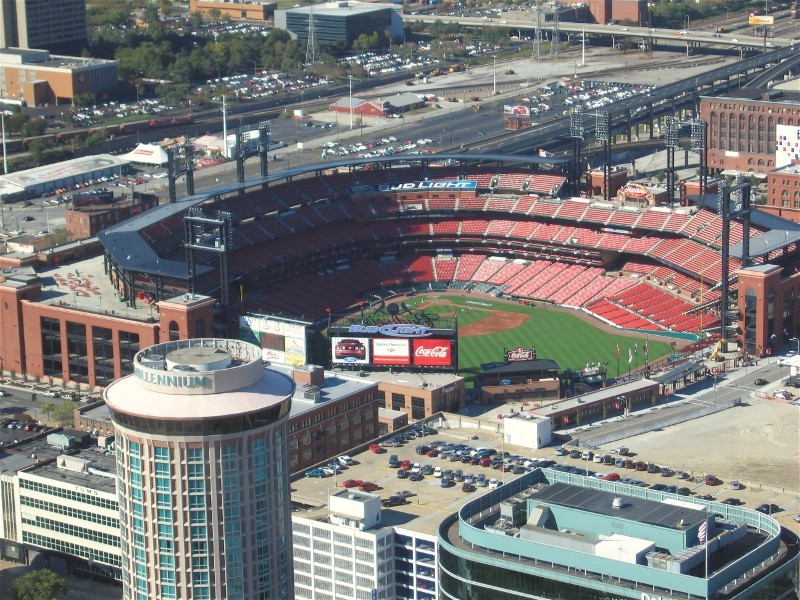 The St Louis Cardinals Statium from the top of the Arch
