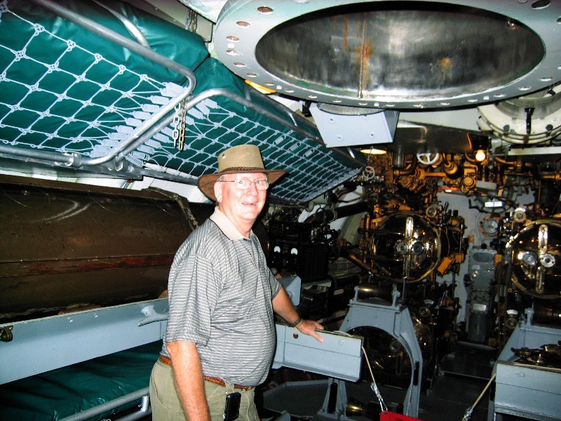 Mark inside the USS Drum torpedo room