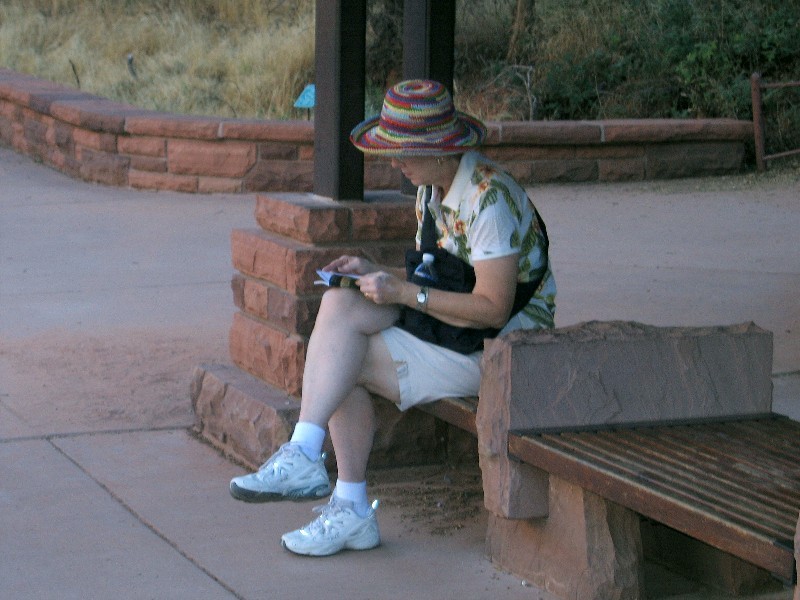 At the shuttle stop. 'What next?' 