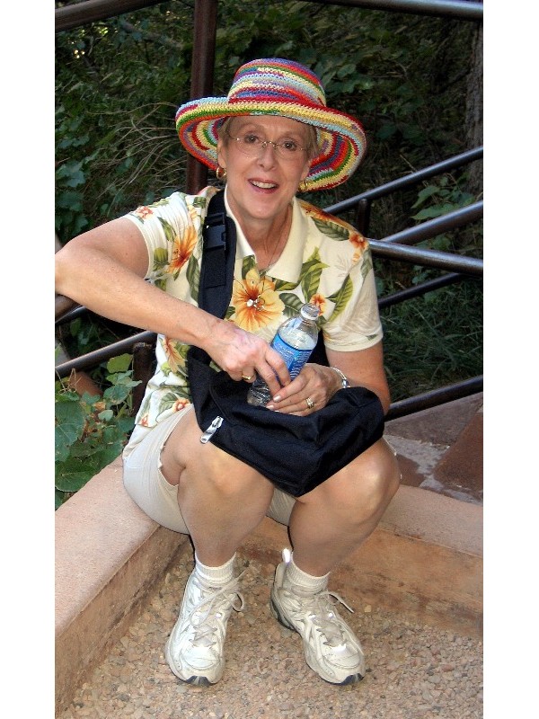 The climb to Weeping Rock is pretty steep. Dale is pooped! 