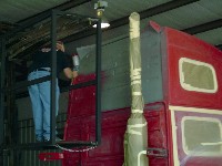 Cab roof getting painted