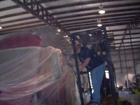 Cab roof getting painted